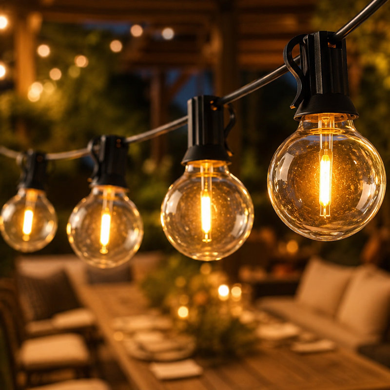 Guirlande de 50 lumières sphériques à brancher de 50 pi, incassable, connectable, douce et chaude