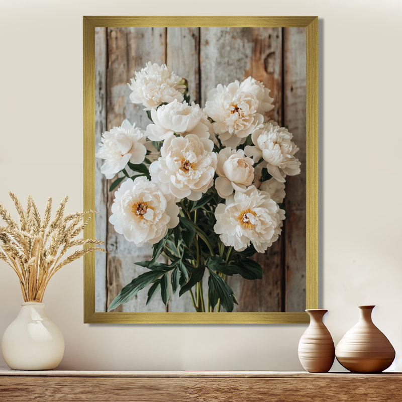 Ightham - Floral Wall Art, H 40 po x l 30 po, Reproduction encadrée sans passe-partout, Doré