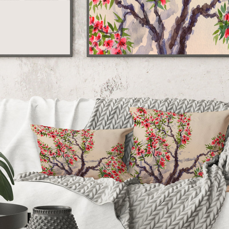 Housse de coussin rectangulaire et insert Fleurs sur l'arbre en fleurs I