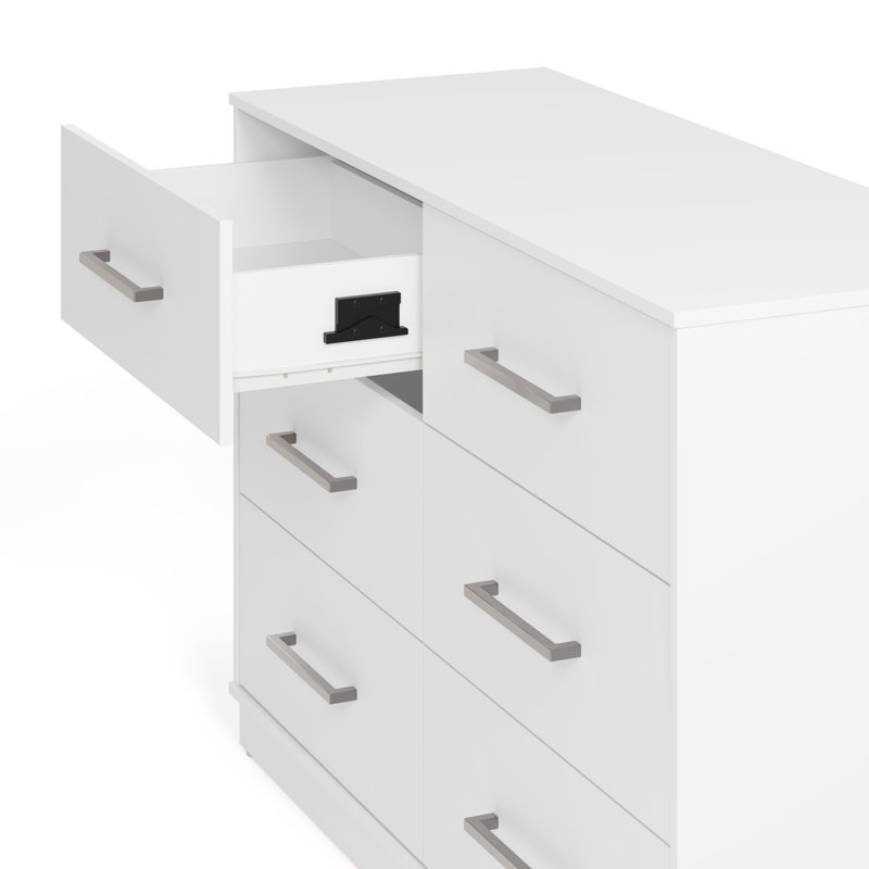 Commode double 6 tiroirs Essentials, Blanc
