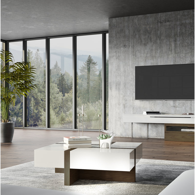Elka Storage Coffee Table, White/Walnut