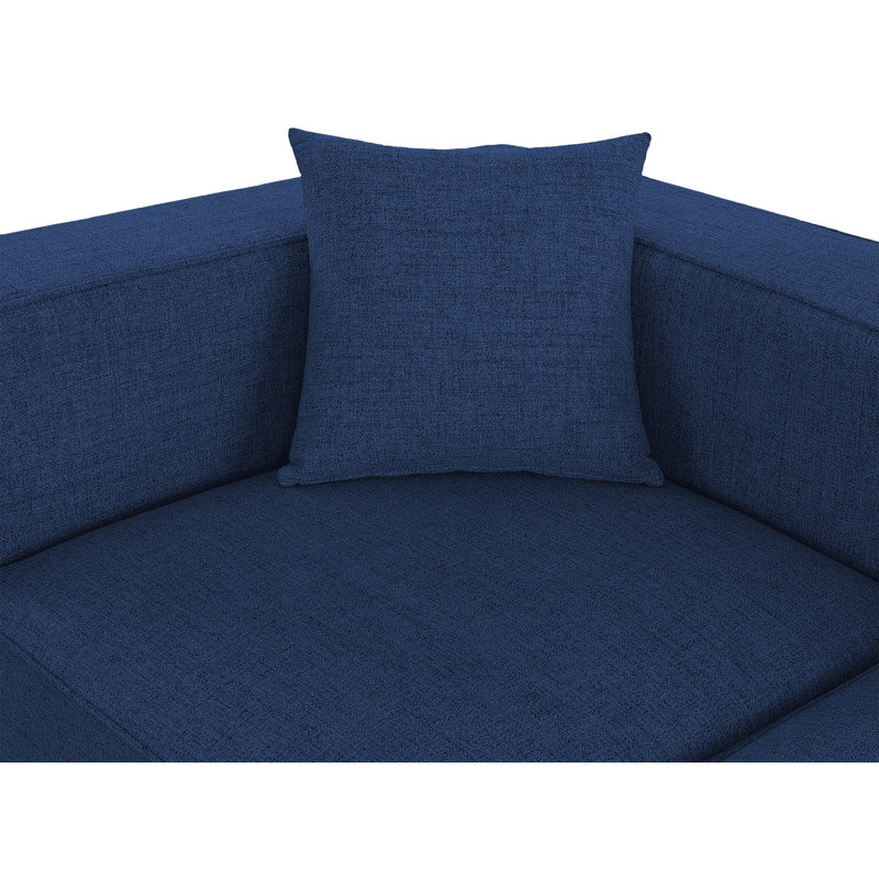 Canapé modulaire réversible de 144 po de largeur, Tissu texturé en lin bleu marine