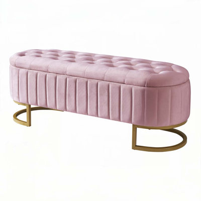 Upholstered Velvet Storage Bench  with Button-Tufted