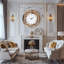 Horloge murale de luxe en diamant écrasé de style art déco avec cadre de miroir biseauté et chiffres romains, horloge de miroir ronde décorative moderne pour la décoration intérieure