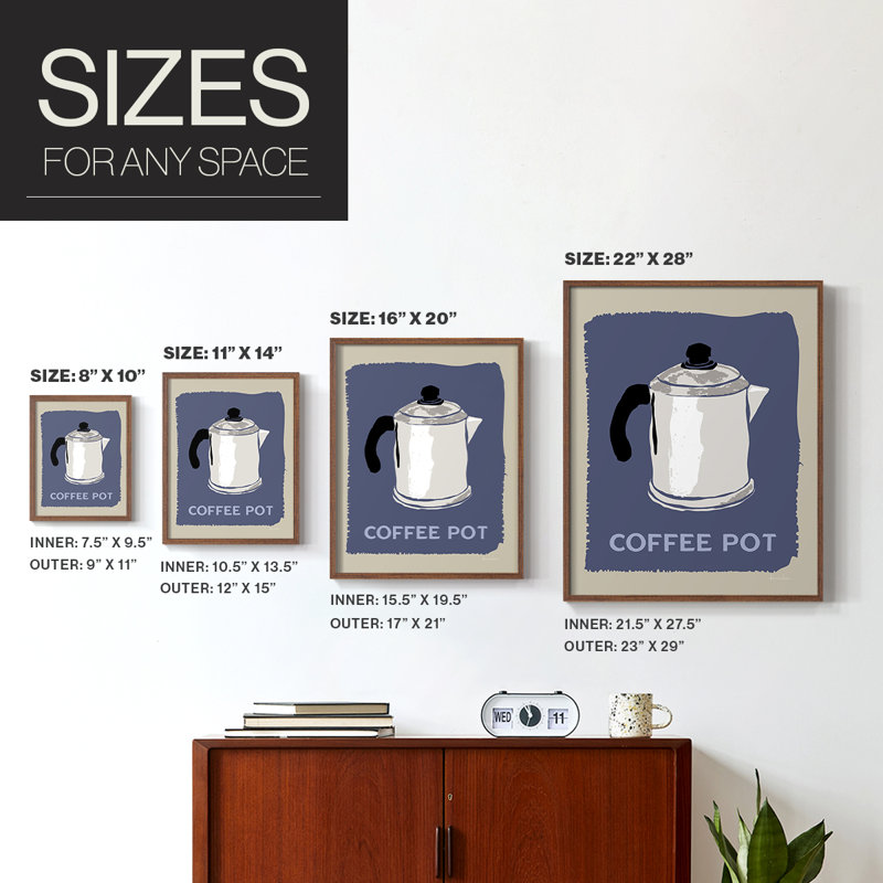«Modern Coffee I», reproduction encadrée de qualité supérieure - prête à être accrochée - aucun clou requis - aucun clou requis