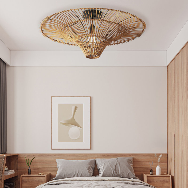 Plafonnier encastré en rotin Boho, H 11,81 po x l 39,37 po x P 39,37 po