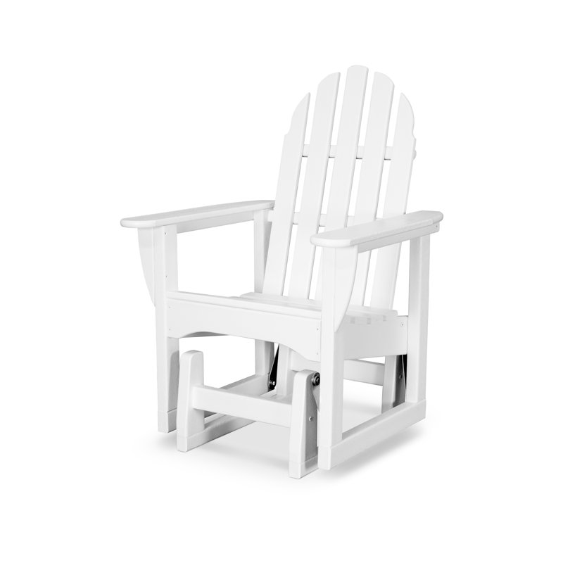 POLYWOOD Plastic/Resin Adirondack Chair and Ottoman, White