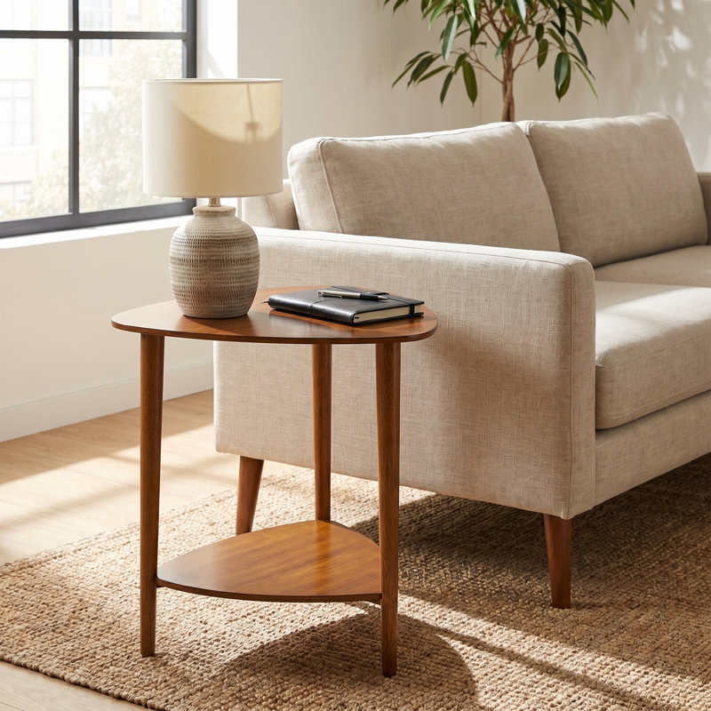 Triangular Wood End Table, Cinnamon
