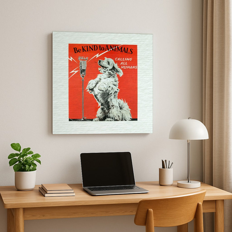 Soyez gentils avec les animaux – Appel à tous les humains — Tableau mural carré en métal, H 12 po x l 12 po