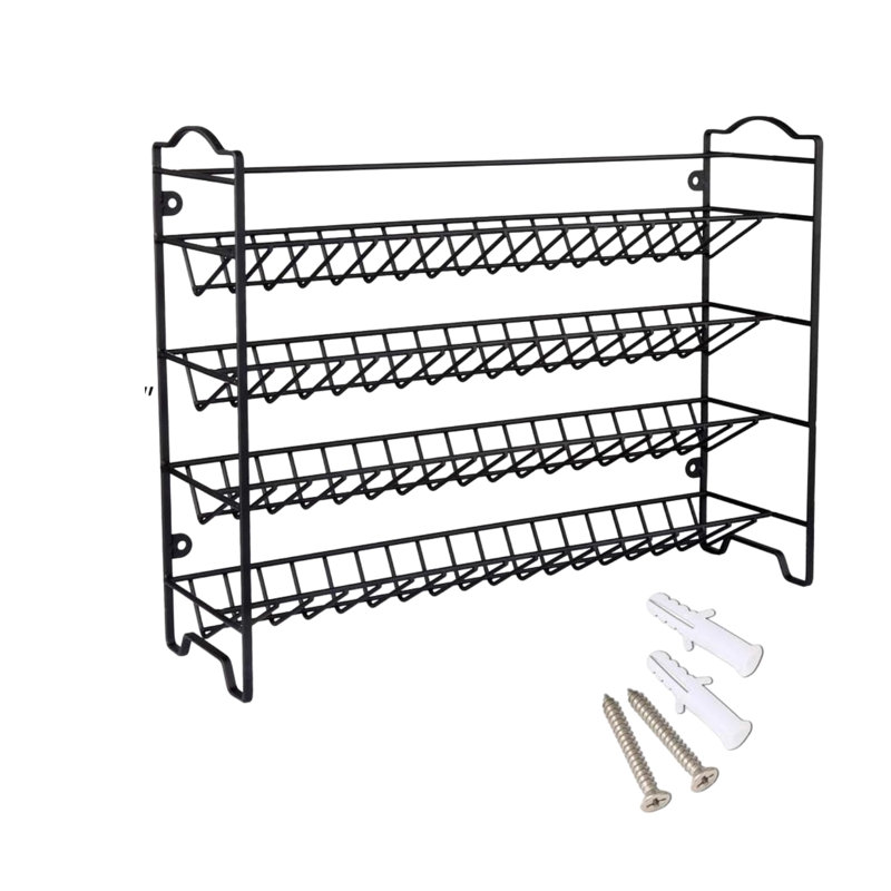 Ensemble de 36 pots à épices carrés vides - 396 étiquettes + entonnoir / marqueur, support à épices noir pour comptoir / armoire / fixation murale