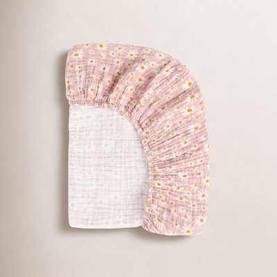 Daisy Muslin Crib Sheet in GOTS Certified Organic Cotton