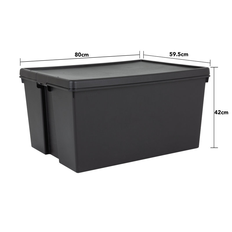 Wham Bam 150L Heavy Duty Box & Lid Black Recycled