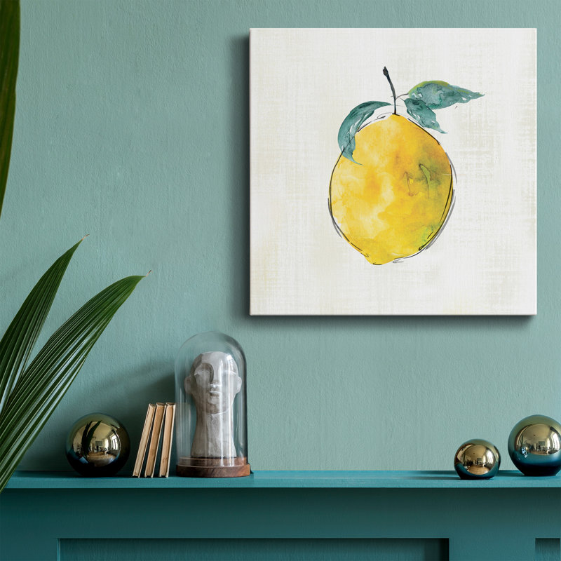 Joyeux citron - peinture sur toile tendue, H 16 po x l 16 po x P 1 po