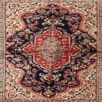 Tapis noir / bleu / rouge en laine tissé à la machine Swiney