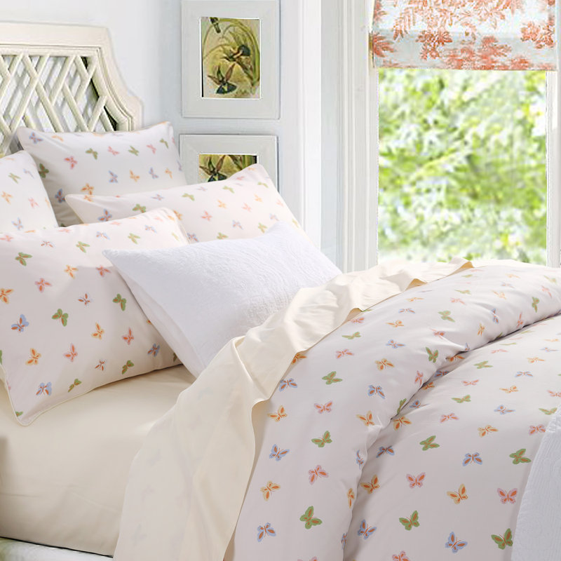  800 Thread Count 100% Egyptian Cotton Duvet Cover Set，3pcs Luxury Colorful Butterfly Bedding Set, Soft Breathable And Skin-friendly Duvet Cover, Aesthetic Botanical Pattern for Bedroom, Guest Room