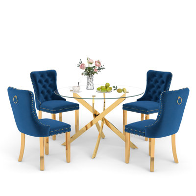 Keyari 4 - Person Pedestal Dining Set