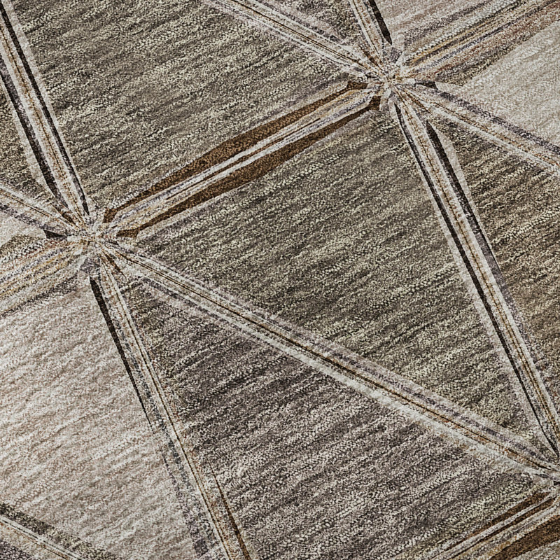 Premium Machine Washable Prisco Brown Rug, Rectangle 1'8" x 2'6"