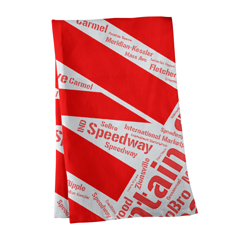 Cotton Tea Towel Kitchen Towel, Indianapolis, Red
