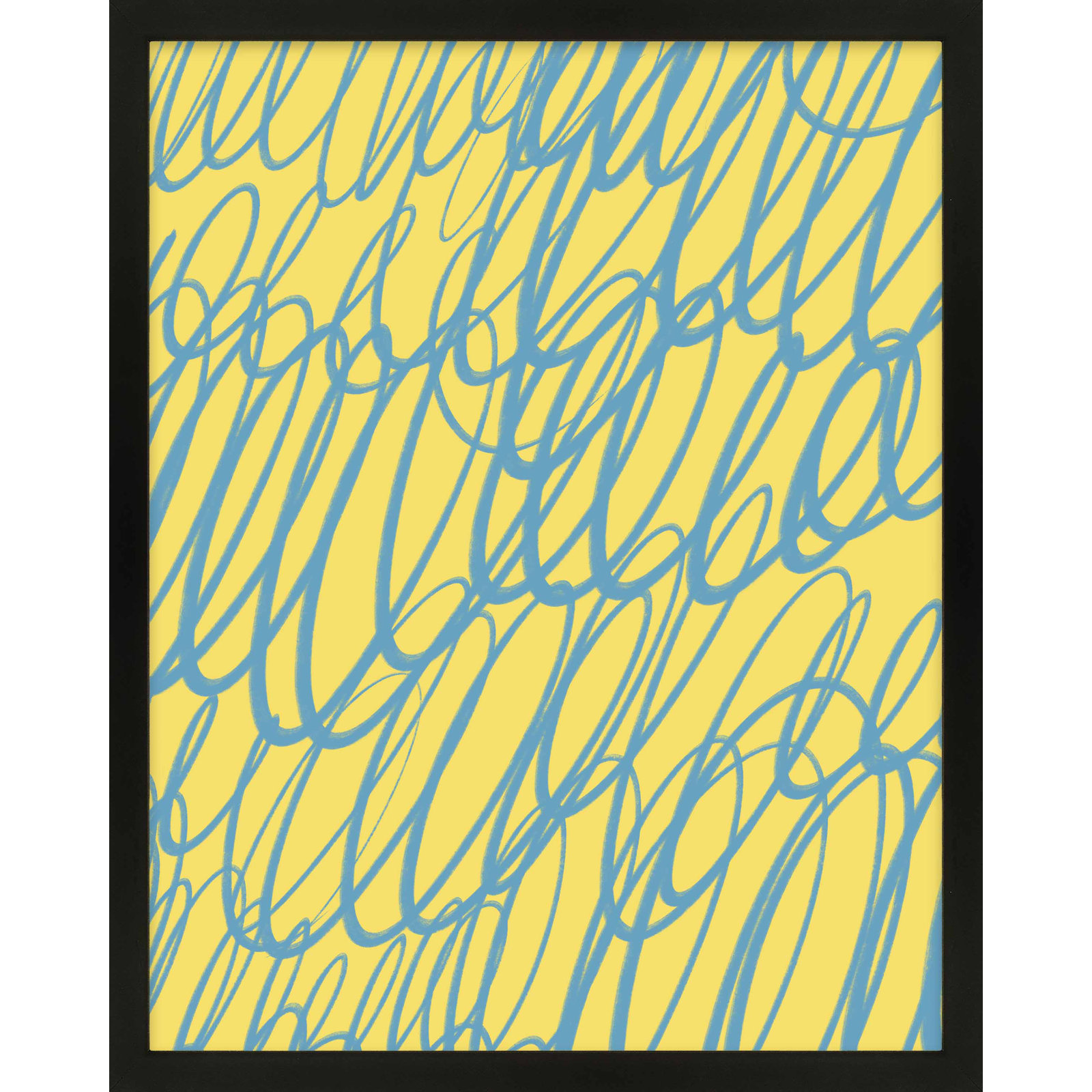 Color Squiggles 5 by Jacques Pilon, Black Single Structure Framed Paper, 30" H x 24" W x 1.25" D
