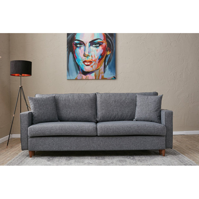 Canapé-lit rembourré 82,7 po Sulayman, 100 % polyester gris