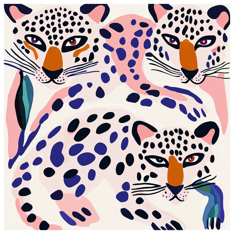 Abstract Leopards Illustration Bedding Leopard Bedspread Animal, Queen