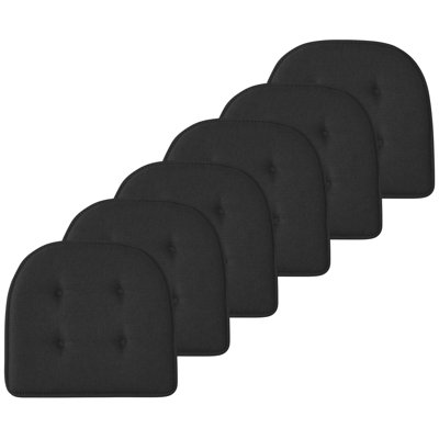Premium Thick Comfortable Chair Cushion U-Shaped Memory Foam Seat Pads Tufted Topper Pillows Nonslip Rubber Back Seat 17 x 16 Inch Indoor Seat Cover for Office, Kitchen Chairs, 6 Pack Black Color