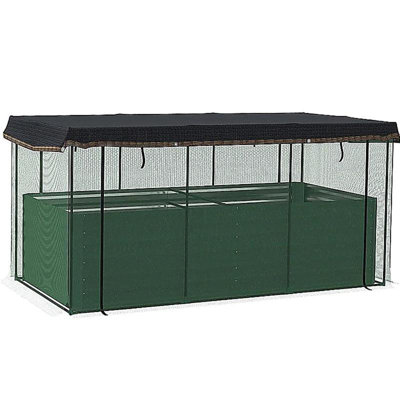 Raised Garden Bed,Galvanized Steel Planter Box with Crop Cage and Shade Cloth