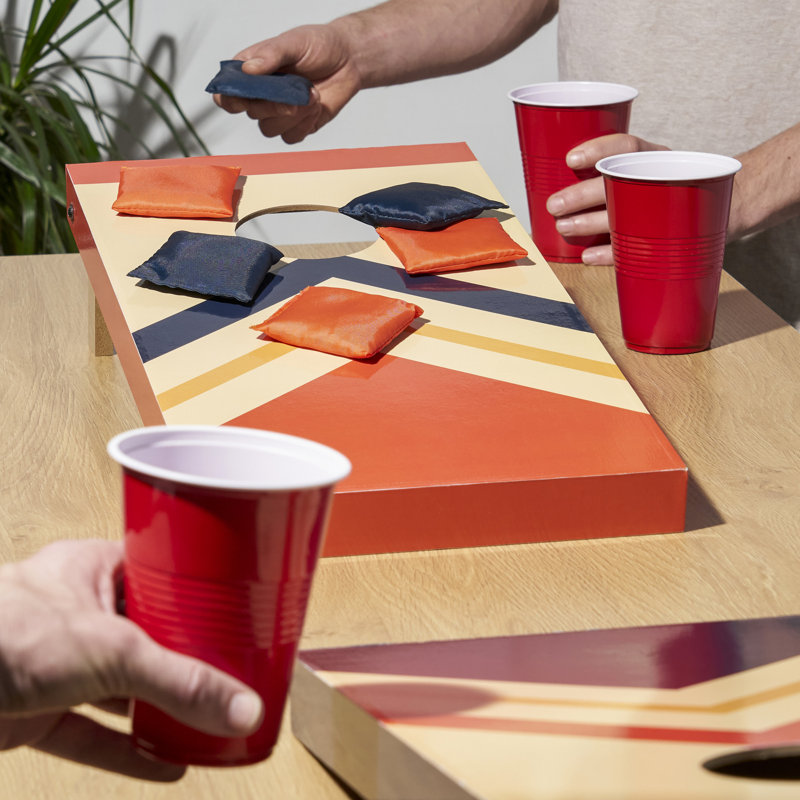 Retro Chevron Indoor Mini Cornhole Set with Bean Bags