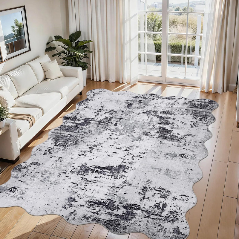 Rectangle Floral Area Rug, Light gray, 200*290cm