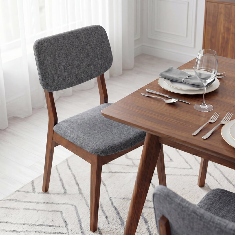Chaise d'appoint rembourrée en bois massif Avra, Fabric Gray