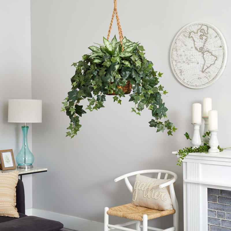 30'' Faux Foliage Plant in Wood Basket