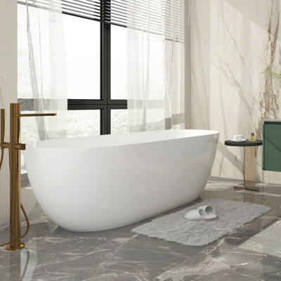 Free Standing Tub 67"" X31.5"" Deep Soaking Bath Tub Acrylic Freestanding Bathtub J25 Stand Alone Tub -  TZDD, 325-67W