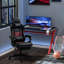 Chaise d'ordinateur haut dossier - Cuir d'unité centrale, style course, avec hauteur réglable et repose-pieds ergonomique, repose-pieds pivotant inclinable, hauteur, soutien lombaire, cuir Black Diamond pour le bureau à domicile