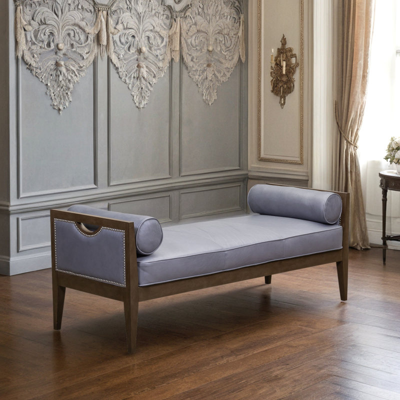 Beacon Hill Upholstered Leather Bench, Dark Brown, Anderson Pebble