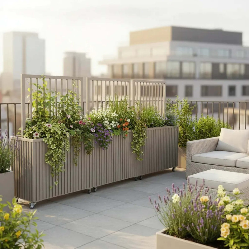 Jardinière pour terrasse, jardin, balcon, Gris brun