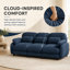 Canapé modulaire en chenille 3 places avec sièges profonds, coussins de style nuage et coussins lombaires Sarvis, bleu-1814493072