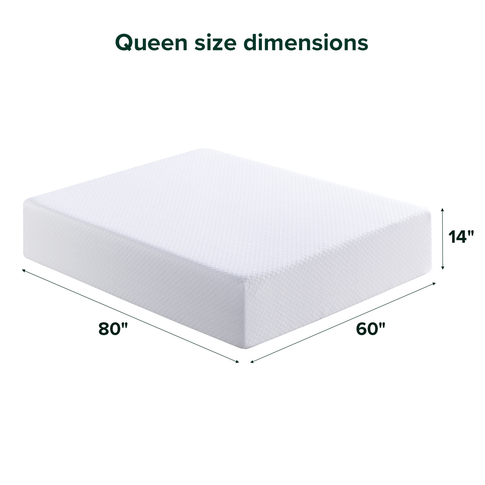6"/8"/10"/12" Firm Gel Memory Foam Mattress - , Queen, 14"
