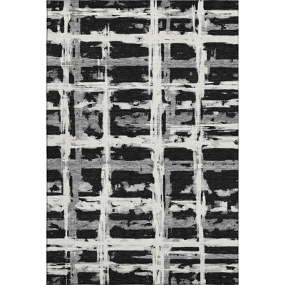 Premium Machine Washable Prisco Black Rug