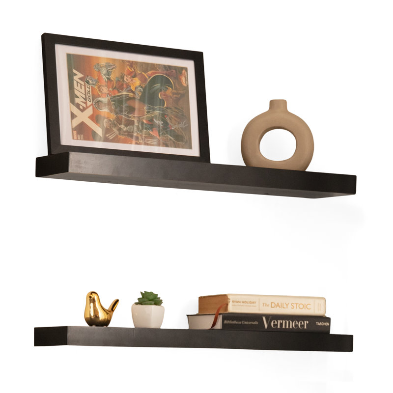 Sporgh 2 Piece Pine Floating Shelf, Special Walnut, 2" H  x 5.5" W x 36" D