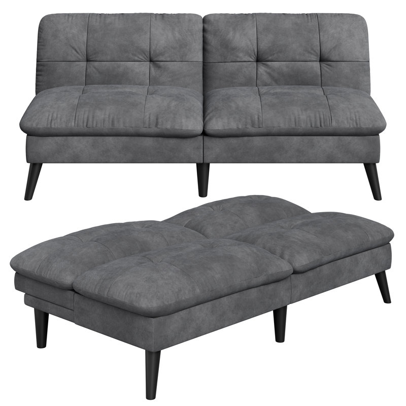 62.2" Upholstered Sleeper Sofa Bed Convertible Futon, Gray