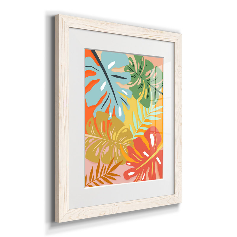 «Tropical Foliage I», reproduction d'art graphique sur papier, H 20 po x l 17 po x P 1,5 po, Blanc