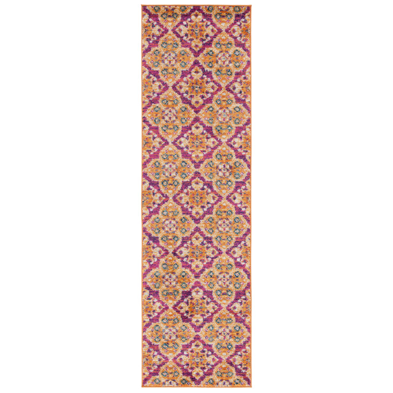 Christa Southwestern Pink/Gold Area Rug, Runner 2'3" x 8'