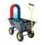 Chariot de jardin robuste à 4 roues avec pneus pneumatiques - Camion à benne basculante pliable en acier poly pour travaux extérieurs