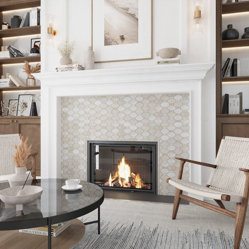 12 x 0.6 Wooden Marble Round Tile Trim, Gray