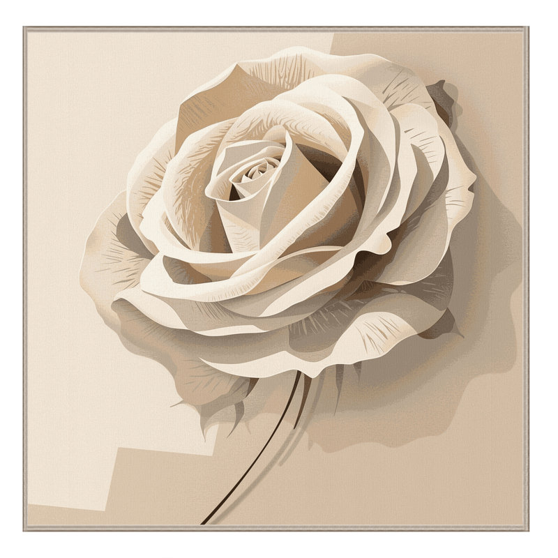 Machine Washable Orlandra White Rose Minimalist Solid Color Rug in Beige – Beige Binding, 8' Square