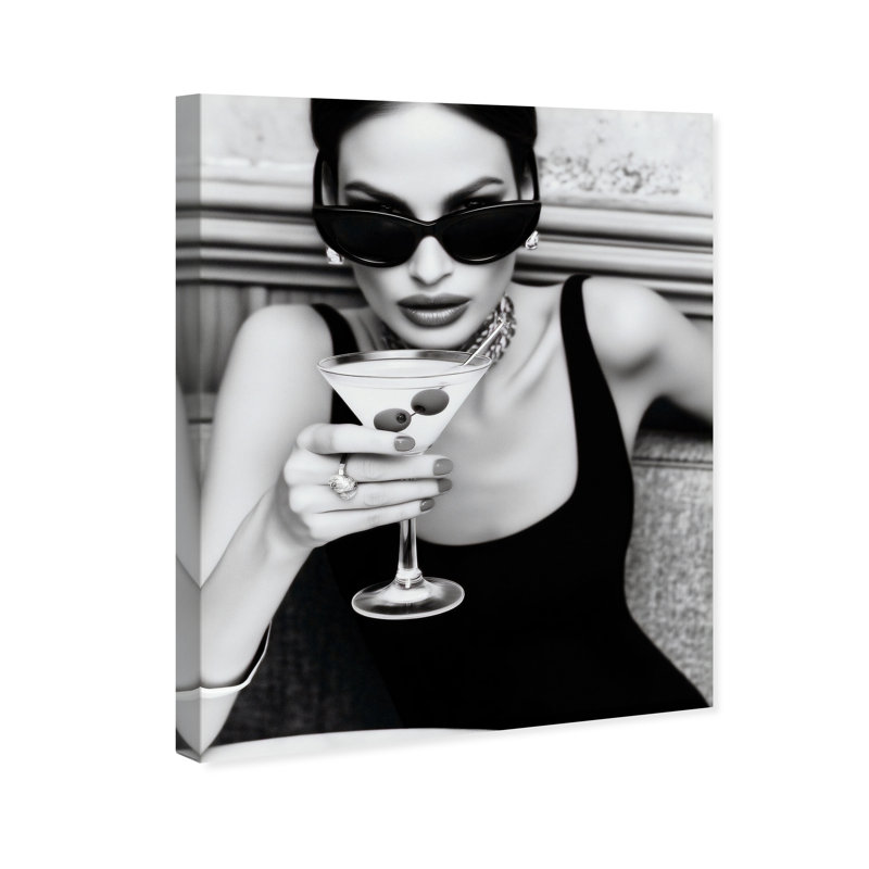Midnight Sip Food & Beverages Canvas Print by Oliver Gal, Black Frame, 16 x 20, 24"H x 30"W, Gallery Wrapped
