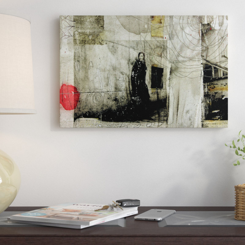 Affaire du cœur, impression sur toile tendue, H 18 po x l 26 po x P 1,5 po, Toile avec cadre noir, Pas de tapis