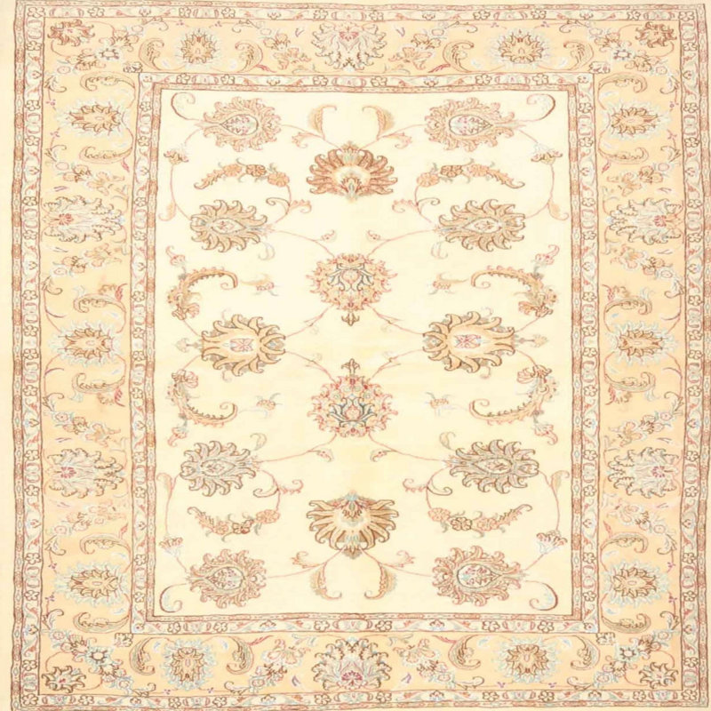 Tapis floral beige, Rond 8 pi