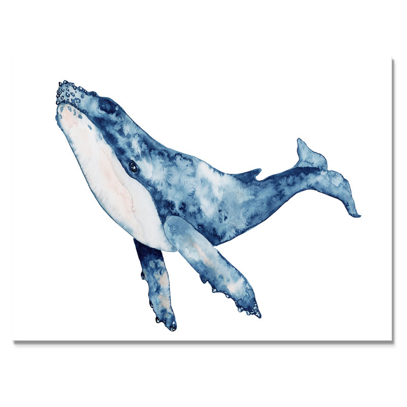 «Blue Whale on White II», reproduction sur toile, Toile tendue, H 12 po x l 20 po x P 1 po