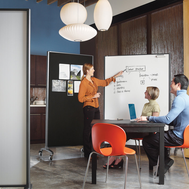 Freestanding Black and Gray Mobile Porcelain Fabric Combo Board